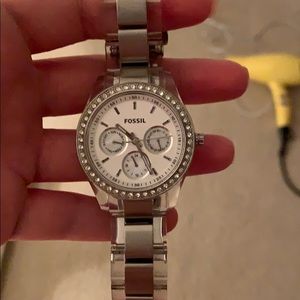 Clear Fossil watch
